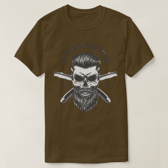 skull hipster barber T-Shirt (Design Front)