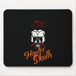 Skull Hipster Skull Logo Bearded Beard Moustache M Mouse Pad