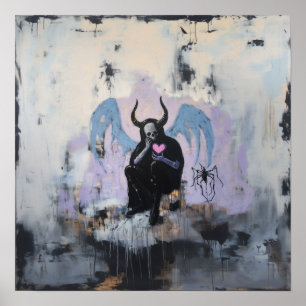 Skull Horns Magical Witchy AI Art Matte Value Poster