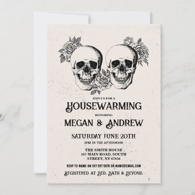 Skull Housewarming Party Halloween New Home Invite (Front)