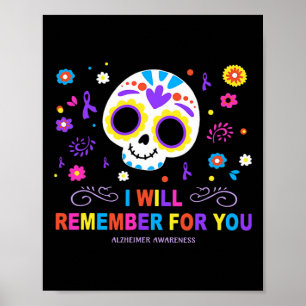 Skull I Will Remember For You Alzheimerheimer Awar Poster