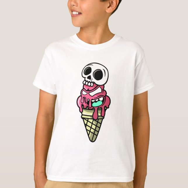 Skull Ice Cream Cone Cartoon Tee (Front)