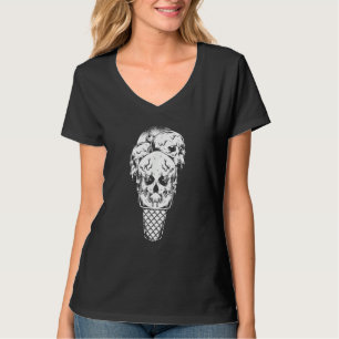 Skull Ice Cream Cone Gothic Goth Creepy Halloween  T-Shirt