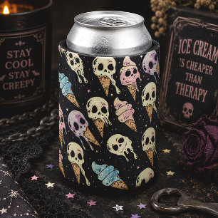 Skull Ice Cream Summer Goth Spooky Can Cooler
