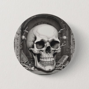 Skull Illustration 6 Cm Round Badge