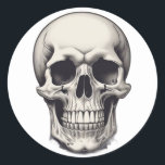 Skull Illustration Classic Round Sticker<br><div class="desc">Fantasy Rock Punk Heavy Metal Art - Skull Skeleton - Digital Fantasy Art</div>