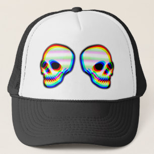Skull illustration neon trendy style trucker hat