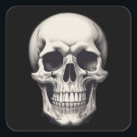 Skull Illustration Square Sticker<br><div class="desc">Fantasy Rock Punk Heavy Metal Art - Skull Skeleton - Digital Fantasy Art</div>