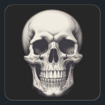 Skull Illustration Square Sticker<br><div class="desc">Fantasy Rock Punk Heavy Metal Art - Skull Skeleton - Digital Fantasy Art</div>