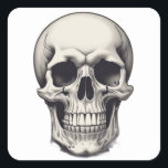 Skull Illustration Square Sticker<br><div class="desc">Fantasy Rock Punk Heavy Metal Art - Skull Skeleton - Digital Fantasy Art</div>