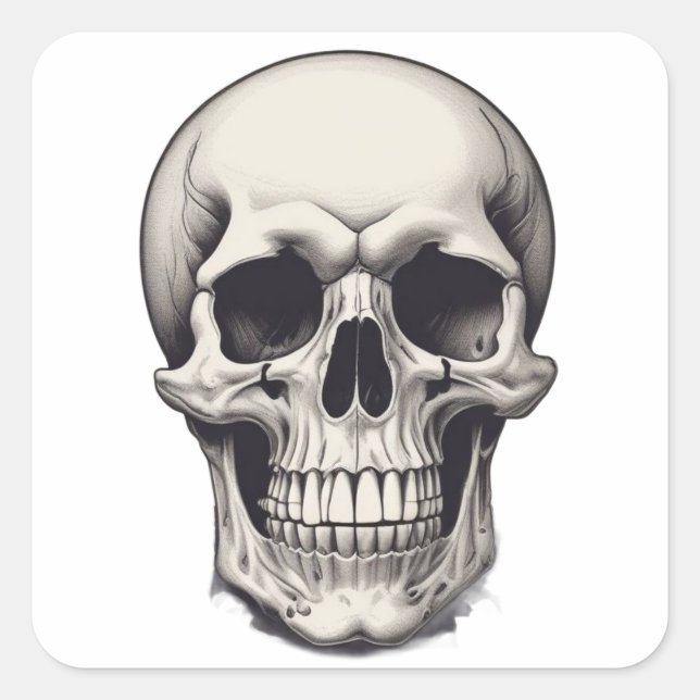 Skull Illustration Square Sticker (Front)