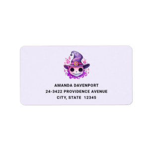 Skull in a Witch's Hat Whimsical Address Label