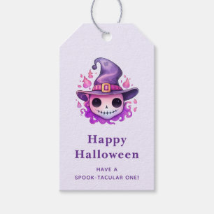 Skull in a Witch's Hat Whimsical Halloween Gift Tags