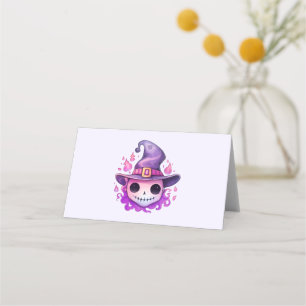 Skull in a Witch's Hat Whimsical Place Card