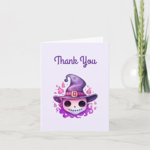 Skull in a Witch's Hat Whimsical Thank You Card