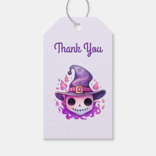 Skull in a Witch's Hat Whimsical Thank You Gift Tags