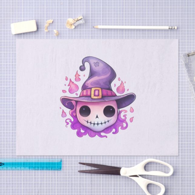 Skull in a Witch's Hat Whimsical Tissue Paper (Craft)