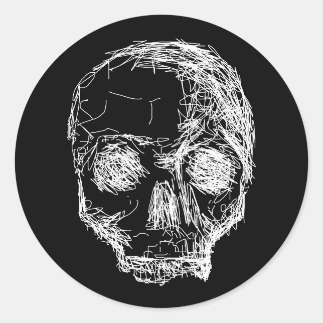 Skull in Black and White. Classic Round Sticker (Front)