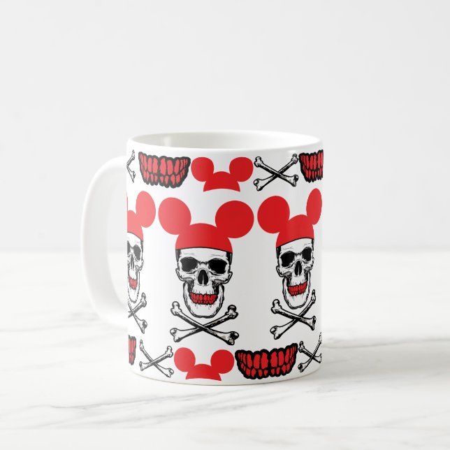 Skull in Cartoon Mouse-Ear Hat with X-Bone Coffee Mug (Front Left)