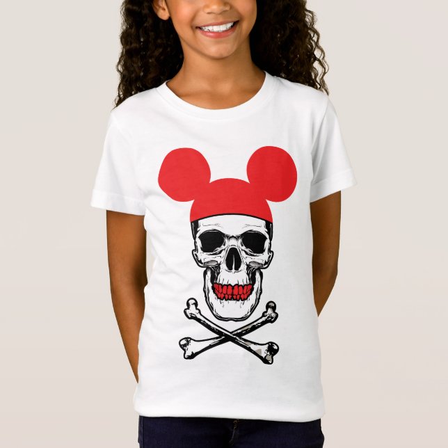 Skull in Cartoon Mouse-Ear Hat with X-Bone T-Shirt (Front)