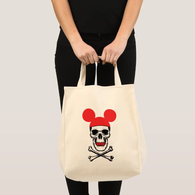 Skull in Cartoon Mouse-Ear Hat with X-Bone Tote Bag (Front (Product))