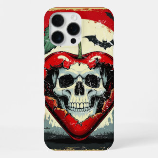 Skull in Cherry Halloween Creepy Rock Art iPhone 16 Pro Max Case