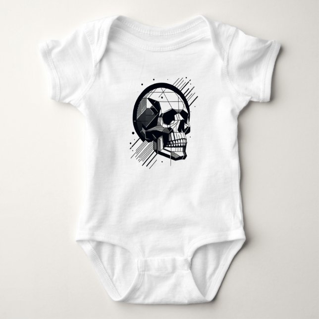 Skull in different styles 32 baby bodysuit (Front)