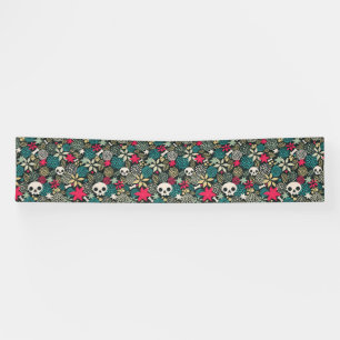 Skull in flowers banner