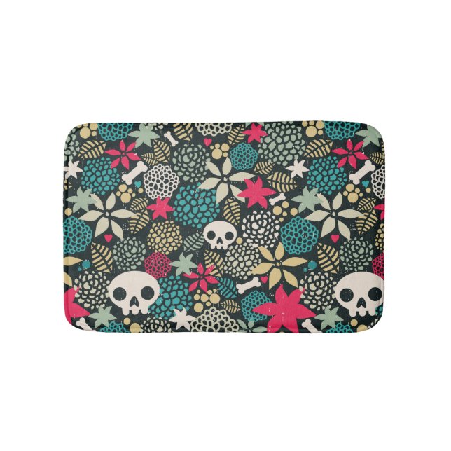 Skull in flowers bath mat (Front)