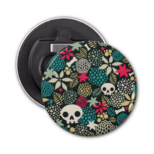 Skull in flowers bottle opener