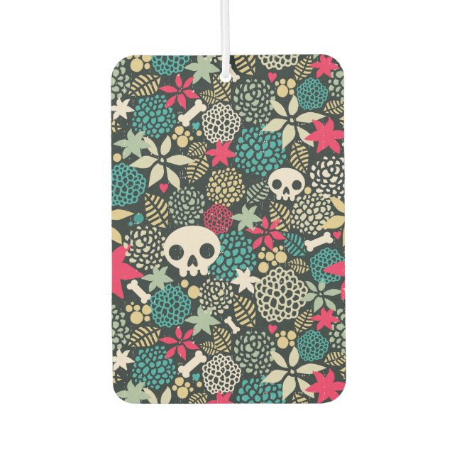 Skull in flowers car air freshener (Front)