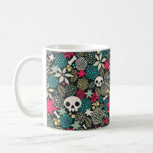 Skull in flowers coffee mug