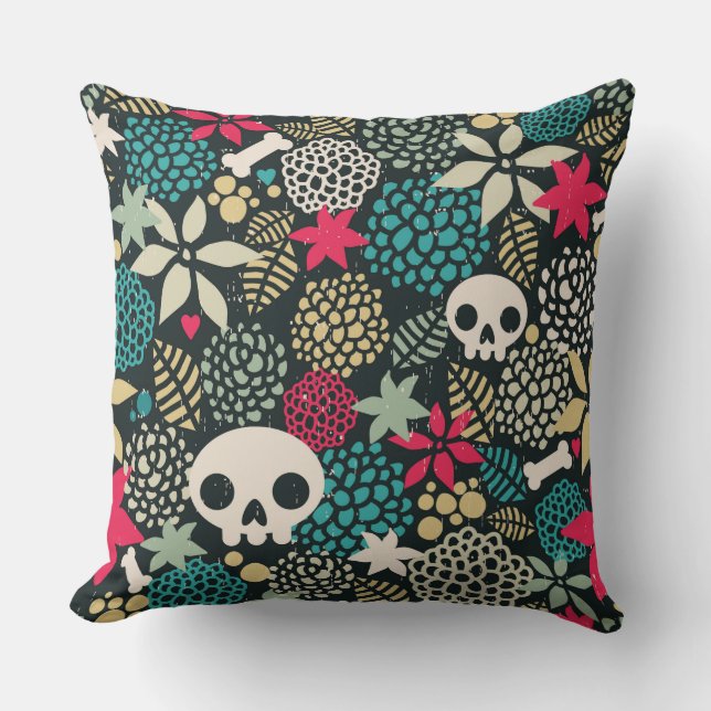 Skull in flowers cushion (Front)