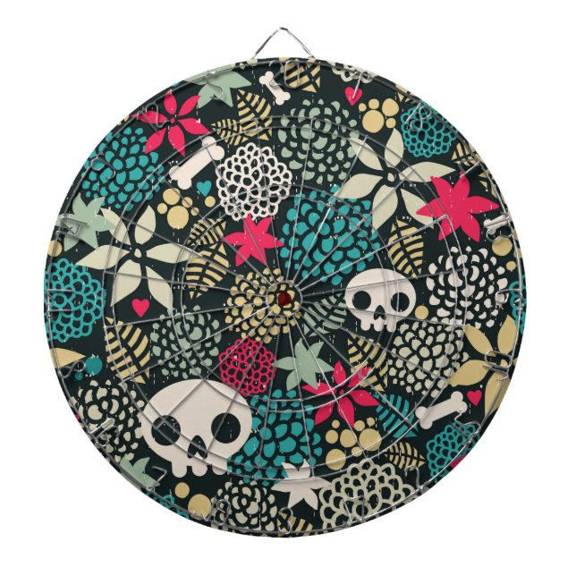 Skull in flowers dartboard (Front)