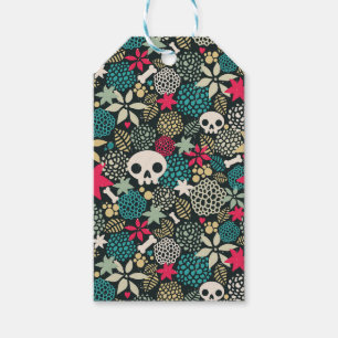 Skull in flowers gift tags