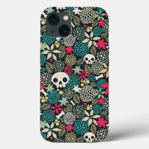 Skull in flowers iPhone 13 case