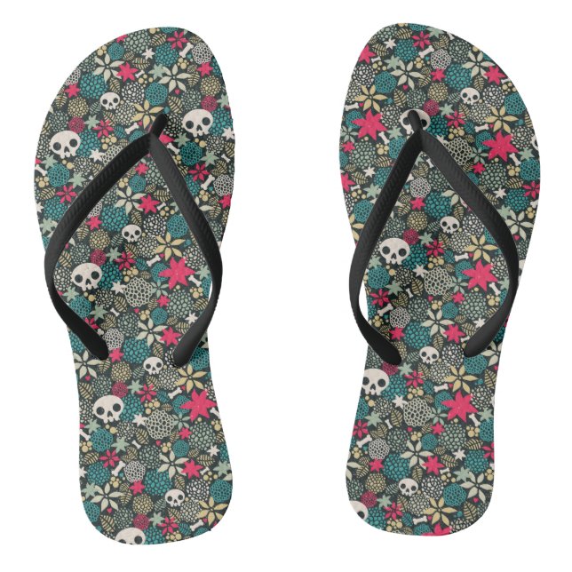 Skull in flowers jandals (Footbed)
