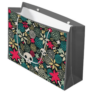 Skull in flowers large gift bag