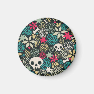 Skull in flowers magnet