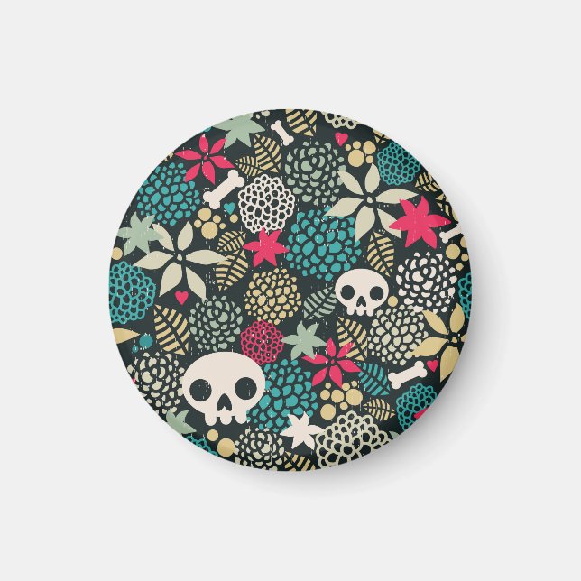 Skull in flowers magnet (Front)