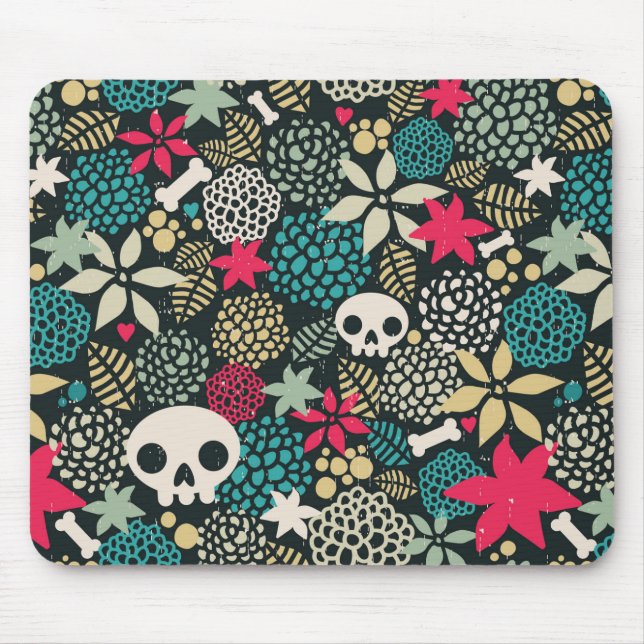 Skull in flowers mouse pad (Front)