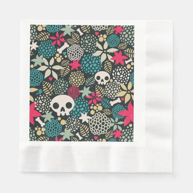 Skull in flowers napkin (Front)