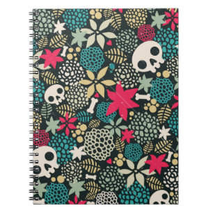 Skull in flowers notebook