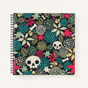 Skull in flowers notebook