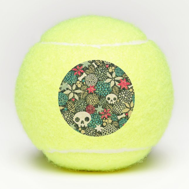 Skull in flowers tennis balls (Front)