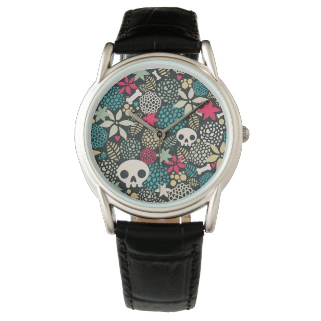 Skull in flowers watch (Front)
