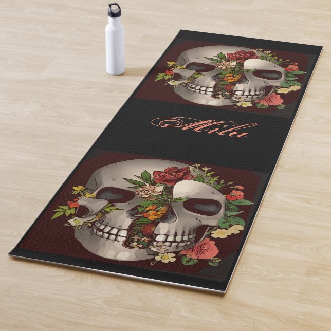 Skull in flowers Yoga Mat  (In Situ)