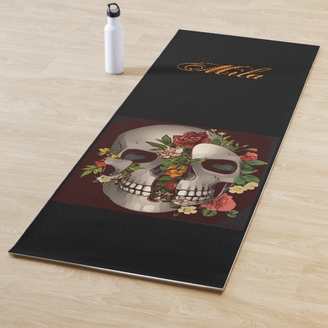 Skull in flowers yoga mat (In Situ)
