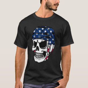 Skull In Hockey Helmet American Flag Hockey Fans K T-Shirt