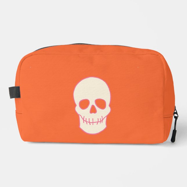 Skull in Pink, Orange and Cream Dopp Kit (Front)